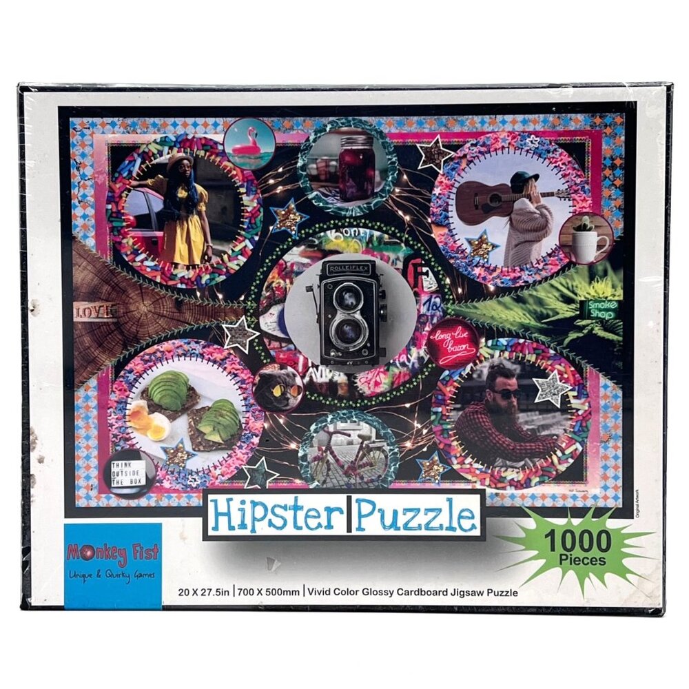 Hipster 1000 Piece Jigsaw Puzzle By Monkey Fist Vivid Color Glossy Cardboard 12+